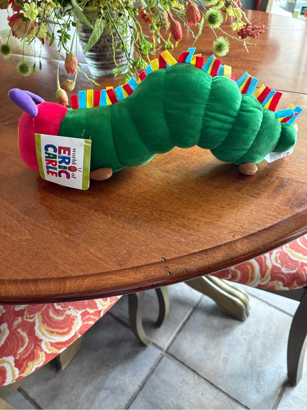 Green Caterpillar Plush Toy - Colorful Felt Spines